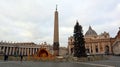 Vatican - Saint Peter square at Christmas with 2022 Nativity sceneÃÂ and Christmas tree in front of St. Peter\'s Basilica Royalty Free Stock Photo